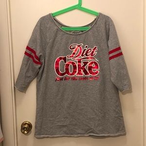 Diet Coke 3/4 Sleeve Raw-Edge Sweater